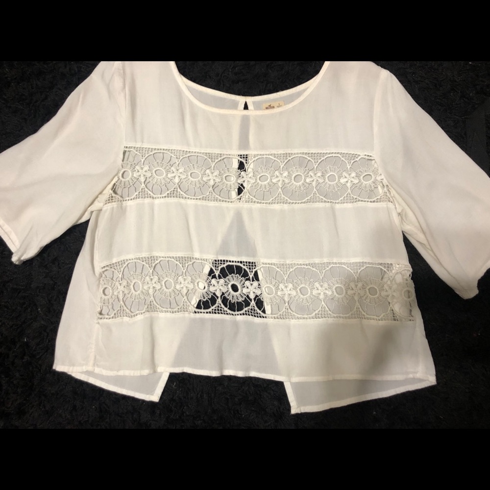 Hollister white open back blouse